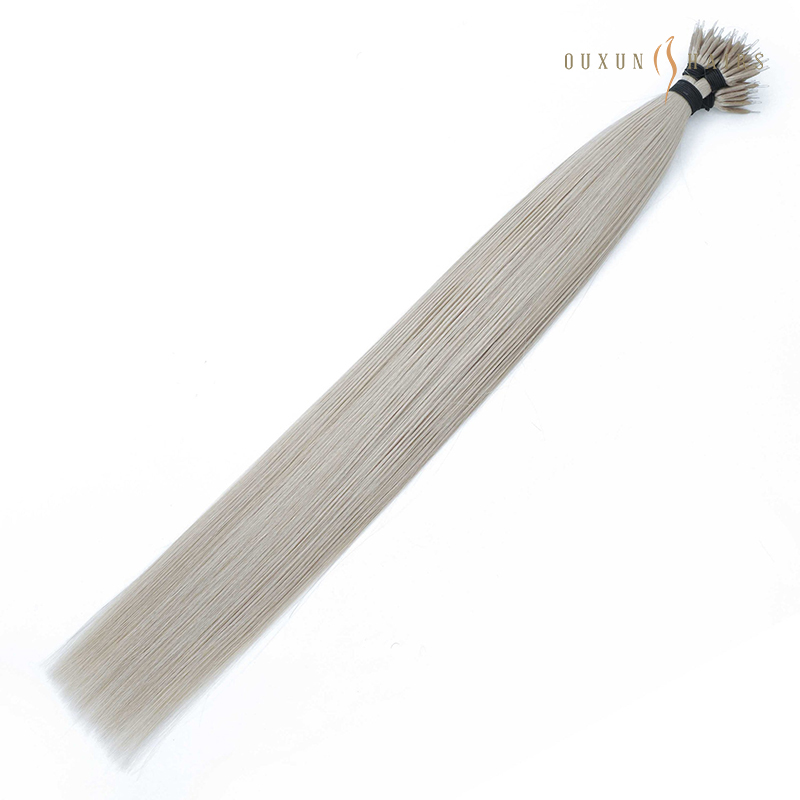 Invisible Wire Nano Tip Hair Extensions Silicone Nano Ring Beads Link Human Hair Grey Color 24inch Virgin Human Hair-Wholesale Hair Extensions Manufacturers