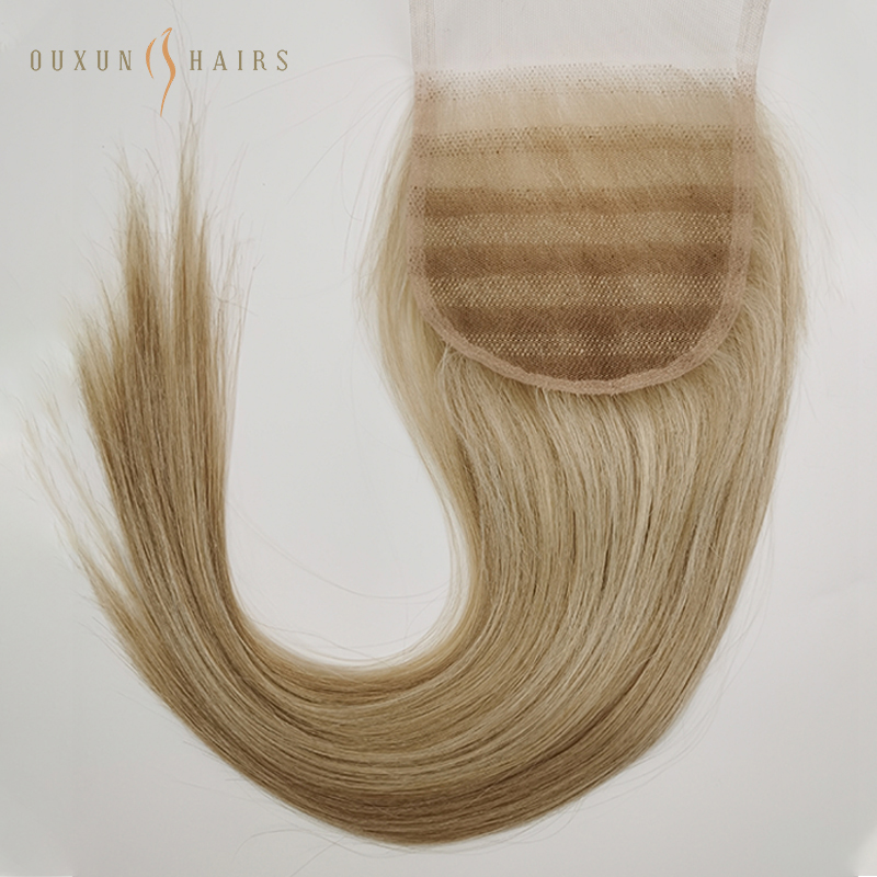4X4 blonde lukning Balayage farve jomfruhår (4)