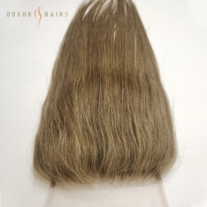 OXLC13 Transparent Brazilian European Virgin Hair Straight 5×5 HD Lace Frontal Closure #7 Brown Color Swiss Lace For Hair Loss Mesh Integration System-Top Wig Vendors
