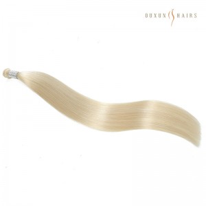Factory Wholesale Platinum Blonde Hair Extensions Machine Double #60 Blonde Hybrid Wefts Remy Hair Weft Extension
