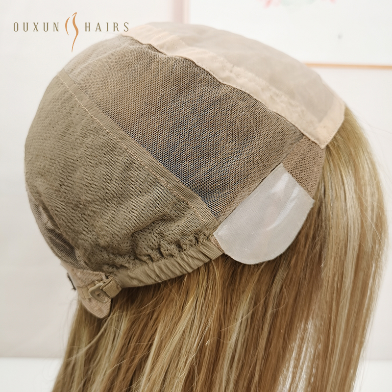 OXMW03 Silk Top Wigs With Silicone Skin Poly with 100% Hand-tied European Hair Gueless Medical Wigs Custom Cranial Hair Prosthesis Cancer Suction Wig for Alopecia Hair Loss Wholesale