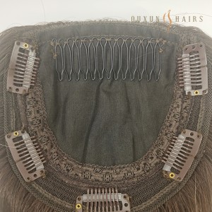 OXTS18 Custom 5×5inch Silk Base Wefted Hair Toppers Dark Root Medium/Light Brown with Highlights 100% Remy Virgin European Hair for Thinning Hair and Hair Loss Women