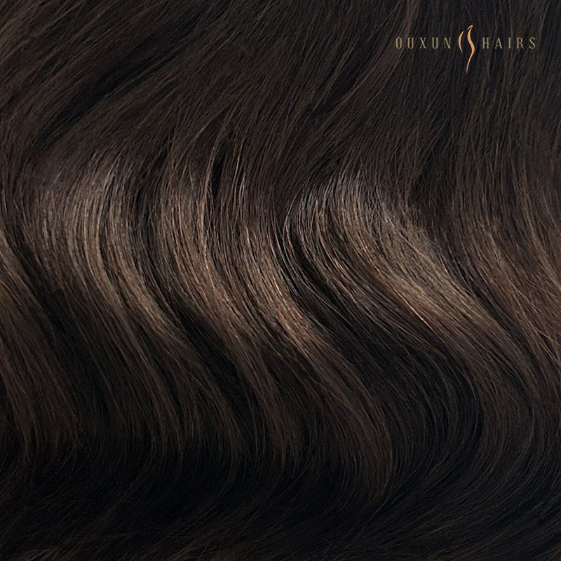 Dark Brown Chocolate Color 2# Virgin Human  Machine weft (5)