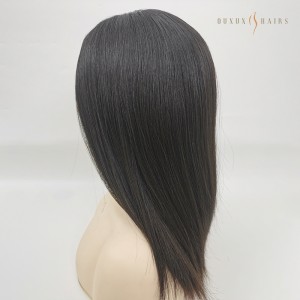 OXJW28 Jewish Skin Silk Top Wig – High Quality Virgin Hair, 16”Natural Black, 180% Density