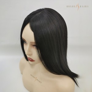 OXJW28 Jewish Skin Silk Top Wig – High Quality Virgin Hair, 16”Natural Black, 180% Density