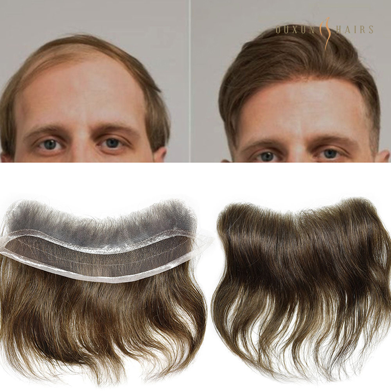 Blonde forhud herre frontal hårstykke til vigende hårgrænse (1)