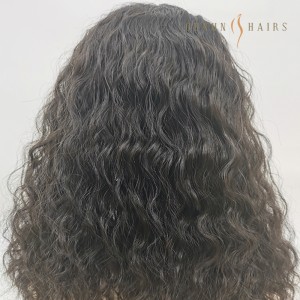 OXTS19 Premium 8×8 Silk Hair Toppers Lace Front Natural Hairline Frontal Natural Wave Curly 1B Black Women Hair System 100% Hand-tied European Virgin Hair