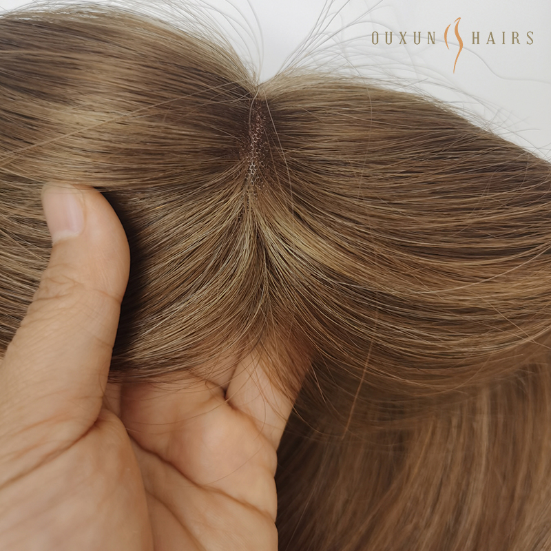 Thinning Crown Hair topper lace with pu around (1)