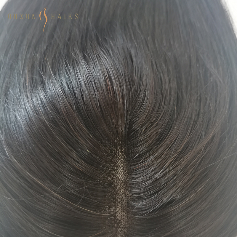 black color lace with pu around hair topper (3)