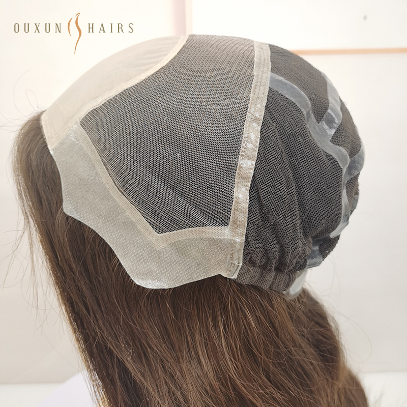 OXMW04 Medical Wig Manufacturers 5*5Inch Silk Top Wigs Silicone Strips Wholesale with Best Quality Virgin Chinese Human Hair Full Hand-Tied Medical Wigs for Cancer Patients and Alopecia Sufferers T...