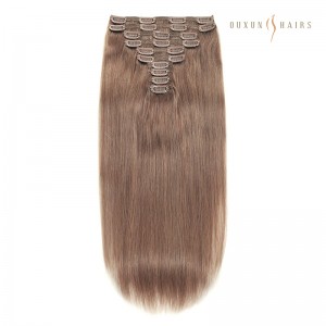Seamless Invisible Custom Caramel Color Crown Full 14 inch Clip in Human Hair Extensions-Good Human Hair Brands