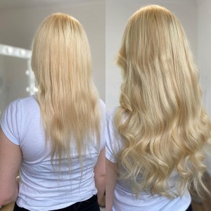 Nano-tip Human Hair Extensions,Nano Ring Hair Extensions #613 Bleach Blonde,100% Unprocessed Raw Temple Human Hair-Hair Extensions Factory